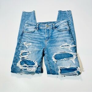 American Eagle jeans Curvy High Rise Jeggings distressed stretchy women size 0